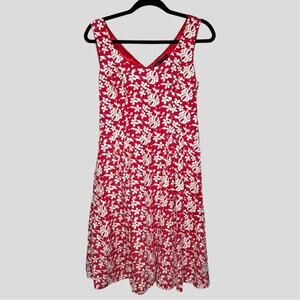 Betsey Johnson Womens Red Embroidered Floral Dress Size 8 Retro Party